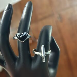 Gothic silver pinky rings